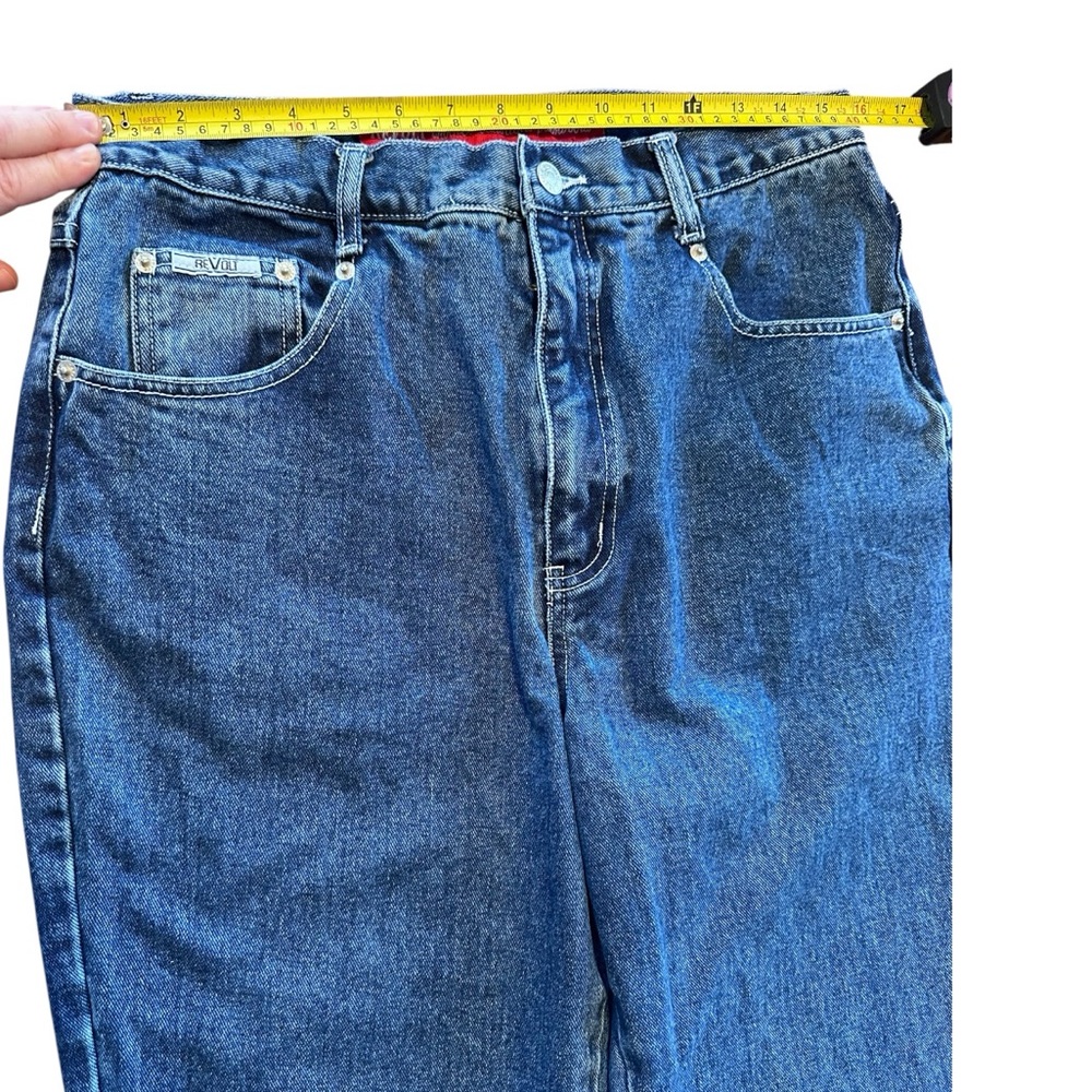 REVOLT Y2K Boho Embroidered Hem Wide Leg Jeans High Rise 32x30 Size 14 Hippie - Picture 6 of 14